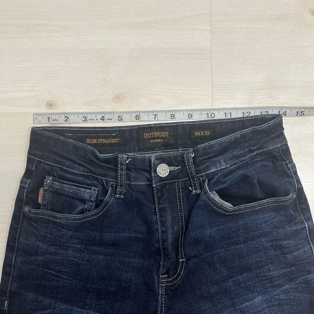 Outpost Makers Slim Straight Jeans Men's Size 29X32 Blue Superior Stretch